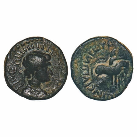 Kushanas, Soter Megas alias WimaTakto (c. 90-113 AD), Copper ¼ Drachma, 2.07g, 12.72x12.85
