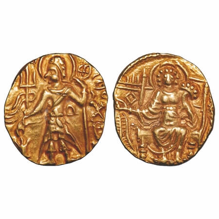 Later Kushanas, Magra (Rebel) (c. 300 AD), Gold Dinar, 7.80g, 19.96x18.42 mm, Obv: King ni