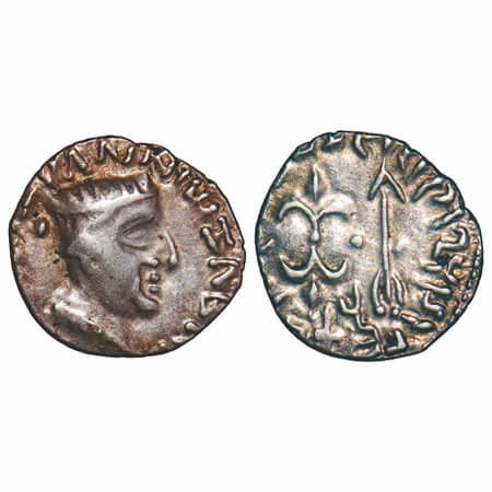 Western Kshatrpas, Nahapana (c. 50-100 AD), Silver Drachms, 1.99g, 15.69x16.18mm, Obv: Bus