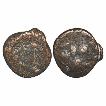 Western Kshatrpas, Nahapana, Copper Unit, 3.45g, 17.71x17.47mm, Obv: Thunderbolt in center