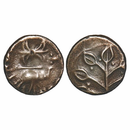 Western Kshatrpas, Nahapana, Potin Unit, 3.88gm, 18.35x18.38mm, Nasik Region, Obv: Elephan