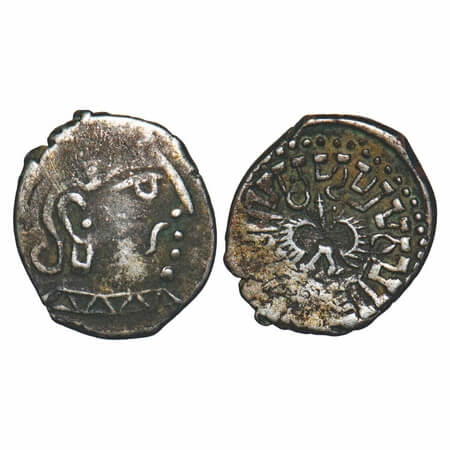 Guptas, Kumaragupta I (c. 414-455 AD), Silver Drachma, 2.03g, 15.35x12.93mm, Garuda type, 