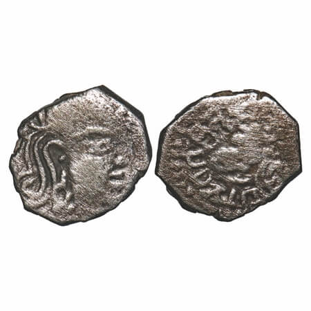 Guptas, Skandagupta (c. 455-480 AD), Silver Drachma, 1.67g, 11.33x12.48mm, Seated bull typ