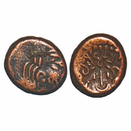 Imitation of Maitrakas of Vallabhi, (c. AD 500-600), Copper Drachma, 1.82g, 10.01x11.24mm,