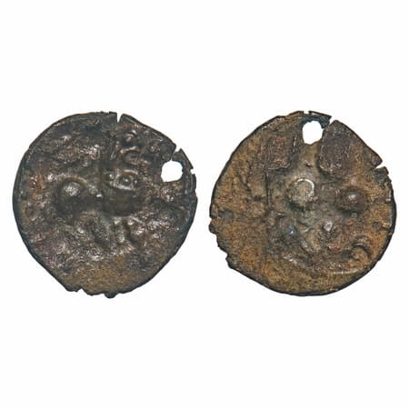Vengi region, Vishnukundins, (4-6c AD), Lion type, Copper alloy unit, 1.04g, 14.45x14.23 m