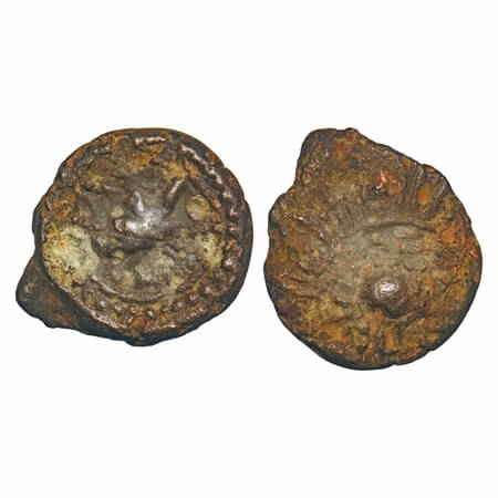 Vengi region, Vishnukundins, (4-6c AD), Copper alloy unit, 6.08g,17.88x20.90 mm, Obv: Lion