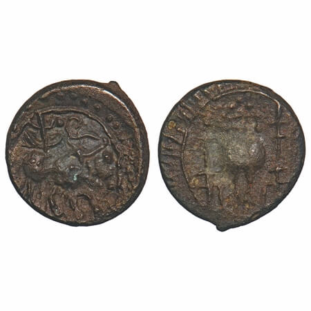 Northern Deccan region, Vishnukundin fabric, (5-7c AD), Bull type, Copper alloy unit, 2.91