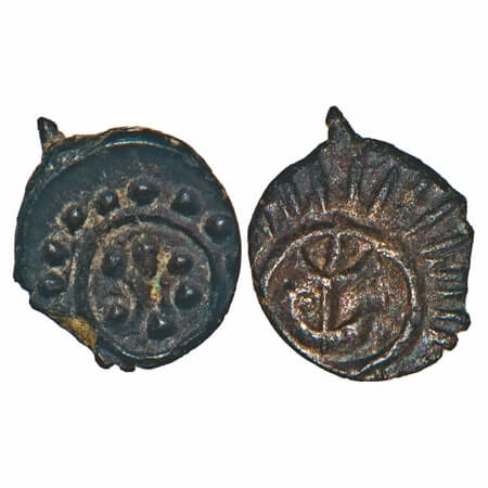 Eastern Chalukyas of Vengi, (6-8c AD), Vishnukundin fabric, Copper alloy fraction unit, 0.