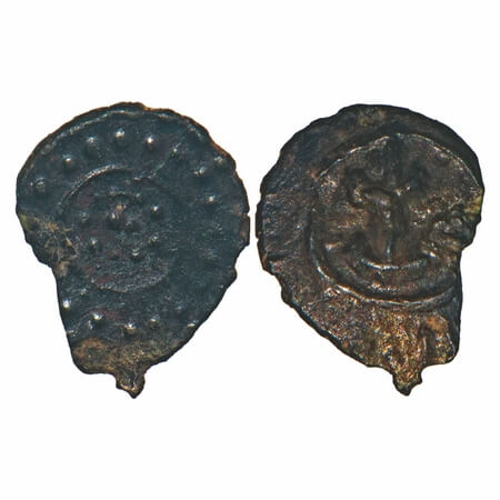 Eastern Chalukyas of Vengi, (6-8c AD), Vishnukundin fabric, Copper alloy fraction unit, 0.