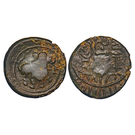 Eastern Chalukyas of Vengi, (6-8c AD), Vishnukundin Fabric, Copper alloy unit, 2.13g, 14.1