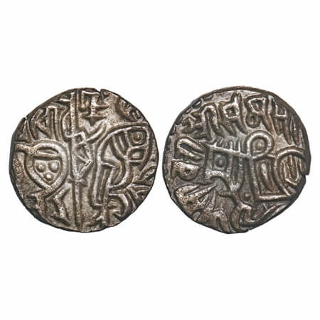 Tomaras of Delhi, Chahada Deva, (1172-91 AD), Bull and Horseman type, Billon Jital, 3.48g,