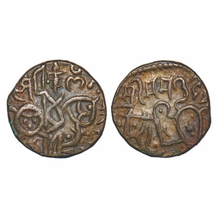 Tomaras of Delhi, Ananga Pala, (1130-45 AD), Bull and Horseman type, Billon Jital, 3.40g, 