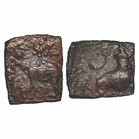 Sangam Chola, Copper Unit, 1.92gm, 15.51x13.26mm, Obv: Elephant standing facing to left si