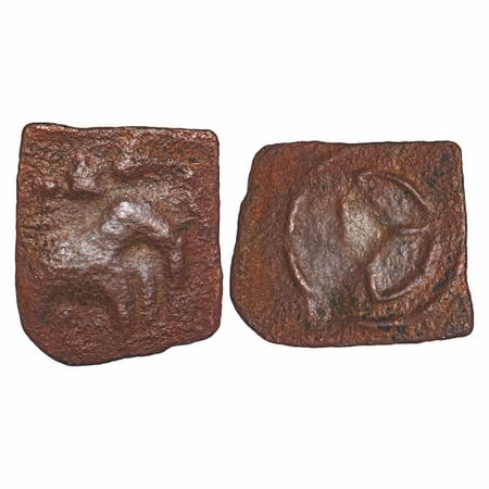 Sangam Age, Chera, Copper Unit, 1.45gm, 21.57x18.33mm, Obv: Elephant walking to right side