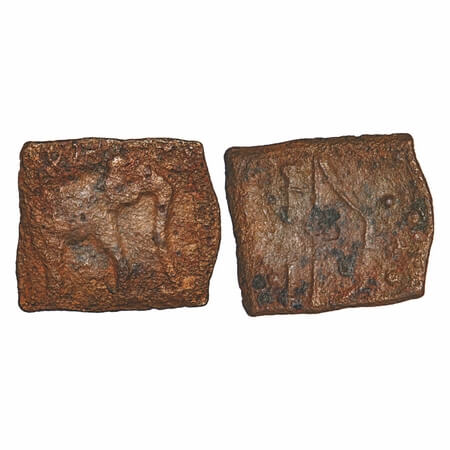 Sangam Chera, Copper Unit, 2.72gm, 17.71x20.42mm, Obv: Elephant standing facing to right s
