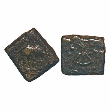 Sangam Age, Chera, Copper Unit, 1.71gm , 13.07x13.63mm, Obv: Elephant walking to right sid