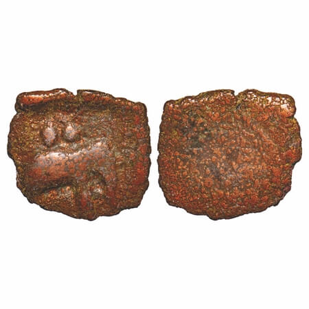 Sangam Age, Pandya, Copper Unit, 5.98gm , 21.90x23.48mm, Obv: Elephant standing facing to 