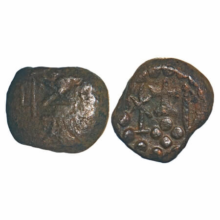 Kongu Cheras, Tamil Nadu, (11-13c AD), Copper Kasu, 3.92g, 13.43x11.28 mm, Obv: Stylised s