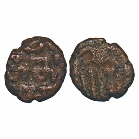 Later Pandyas of Madurai, Sundarapandyan (1250-1284 AD), Copper Kasu, 0.79g, 8.98x7.91mm, 