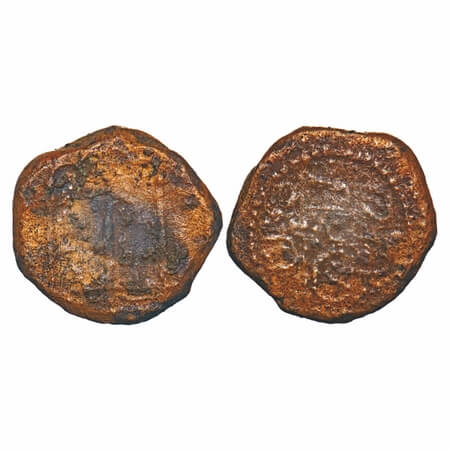 Hoysalas South Karnataka (12-13th Century AD), Copper 5 Kasu, 3.59g, 14.87x15.73mm, Obv: A