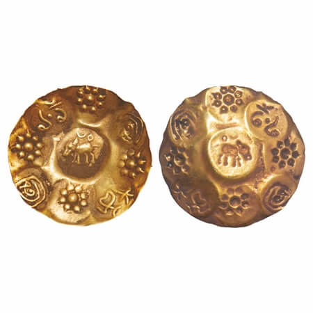 Kakatiyas of Warangal, Koma Lenka, (12-14c AD), Gold Gadyana, Repousse type, 3.82g, 30.50x