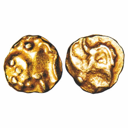 Western Gangas, Gold Gajapati Fanam, 0.09g, 4.16x3.88mm, Obv: Caparisoned Elephant to righ