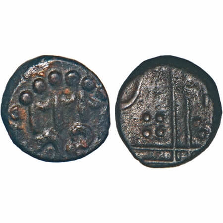 Mysore Kingdom, Haider Ali, (1761-82 AD), Copper Kasu fraction, 1.44g, 10.76x10.83 mm, Obv