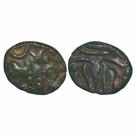 Sambuvarayar Chieftains of Tamil Nadu, Veera Samban, (1306-1317 AD), Copper Kasu, 3.39g, 1