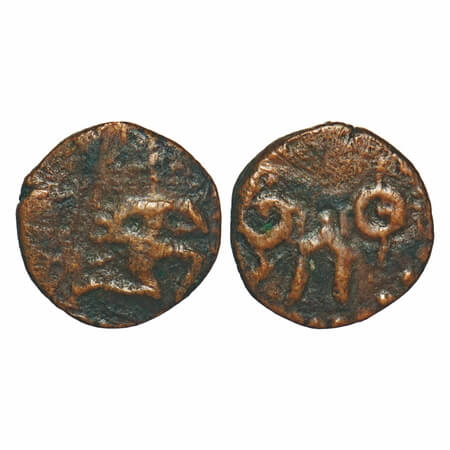 Vijayanagar, Hari Hara, Copper, 1.12g, 11.33x11.23mm, Obv: Garuda in prayer mudra, Rev: na