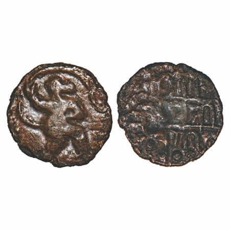 Vijayanagar Empire, Sangama Dynasty, Bukka I, (1356-77 AD), Copper Kasu, 2.98g, 15.36x15.2