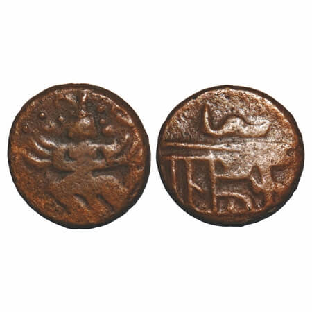 Vijayanagar Empire, Tuluva Dynasty, Krishnadevaraya, (1509-1529 AD), Copper Kasu, 3.01g, 1