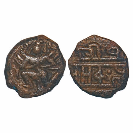 Vijayanagar Empire, Tuluva Dynasty, Krishnadevaraya, (1509-1529 AD), Copper Kasu, 3.40g, 1