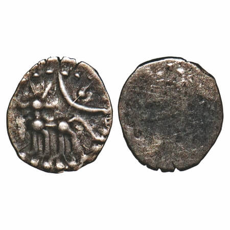 Vijayanagar Period, (14-16c AD), Silver Tara, 0.08g, 6.47x5.86 mm, Obv: Deer to left, Dott