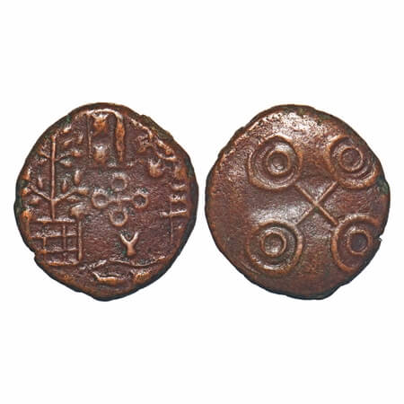 Post-Mauryan, Ujjaini Region, Multi symbol type, Uninscribed, Copper Unit, 4.87g, 17.26x16