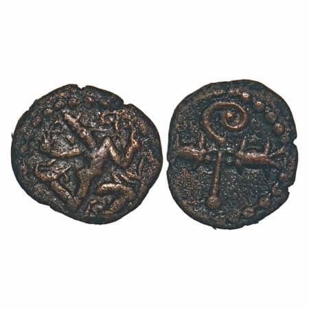 Vijayanagar Feudatories, Banas of Madurai, Samarakolakalan, (14-15c AD), Copper Kasu, 3.02