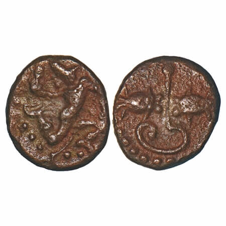 Vijayanagar Feudatories, Banas of Madurai, Samarakolakalan, (14-15c AD), Copper Kasu, 2.78