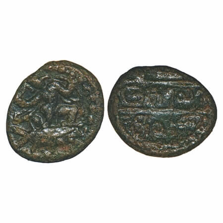 Vijayanagar Feudatories, Banas of Madurai, Samarakolakalan, (14-15c AD), Copper Kasu, 3.14