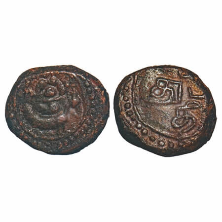 Vijayanagar Feudatories, Sethupathis of Ramnad, (16-18c AD), Copper Kasu, 4.00g, 13.24x15.