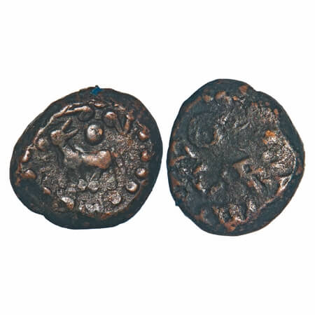Vijayanagar Feudatories, Sethupathis of Ramnad, (16-18c AD), Copper Kasu, 3.56g, 12.07x13.