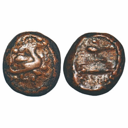 Vijayanagar Feudatories, Sivaganga Rajas, (16-18c AD), Copper Kasu, 3.46g, 13.00x11.47 mm,