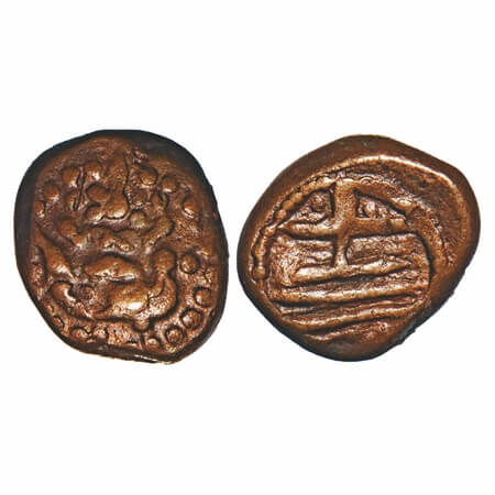 Vijayanagar Feudatories, Sivaganga Rajas, (16-18c AD), Copper Kasu, 3.48g, 13.47x11.57 mm,