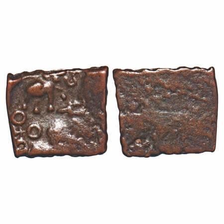 Post-Mauryan, Central India, Uninscribed type, Copper Unit, 1.72g, 11.53x13.14 mm, Obv: El