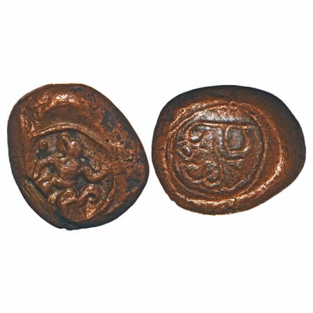 Vijayanagar Feudatories, Gingee Nayakas, (16-18c AD), Copper Kasu, 3.30g, 13.56x11.52 mm, 