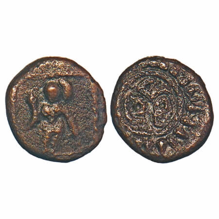 Vijayanagar Feudatories, Madurai Nayakas, (16-18c AD), Copper Kasu fraction, 1.31g, 10.82x
