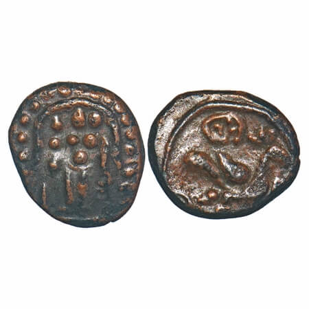Vijayanagar Feudatories, Madurai Nayakas, (16-18c AD), Copper Kasu, 2.37g, 13.91x11.98 mm,