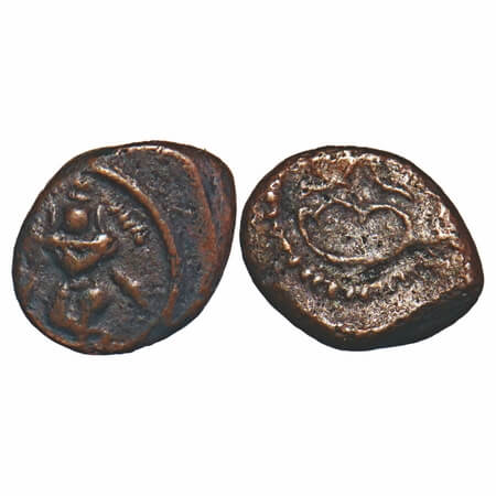 Vijayanagar Feudatories, Madurai Nayakas, (16-18c AD), Copper Kasu fraction, 1.22g, 9.59x1
