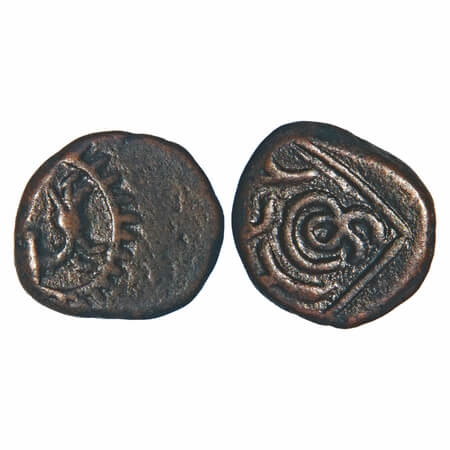 Vijayanagar Feudatories, Madurai Nayakas, (16-18c AD), Copper Kasu, 2.11g, 12.02x10.51 mm,
