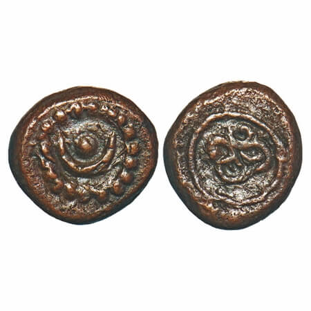 Vijayanagar Feudatories, Madurai Nayakas, (16-18c AD), Copper Kasu, 2.34g, 12.15x11.07 mm,