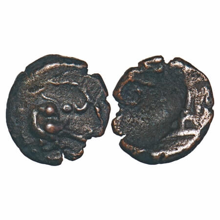 Vijayanagar Feudatories, Madurai Nayakas, (16-18c AD), Copper Kasu fraction, 1.48g, 13.01x