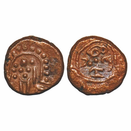 Vijayanagar Feudatories, Madurai Nayakas, (16-18c AD), Copper Kasu, 2.83g, 13.17x13.17, Ob